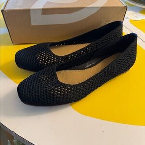 Rothy's “The Max Square” Black Mesh flats shoes sz 9
